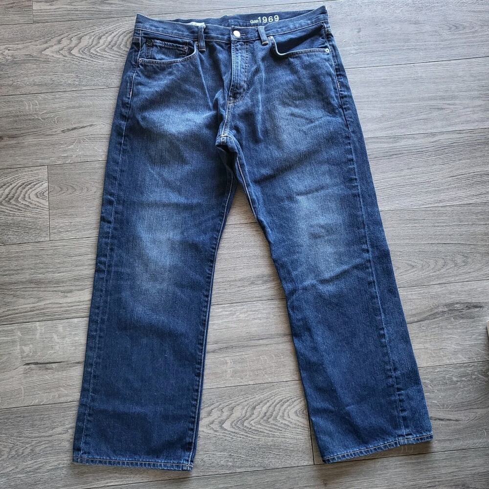 Gap 1969 Mens Loose Fit Dark Wash Denim Jeans 34x30